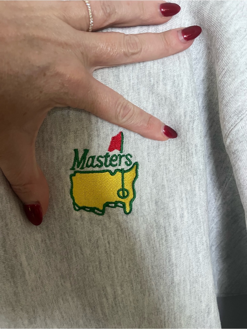 Masters Gray Crewneck Sweater with Green Trim - Picture 3 of 5